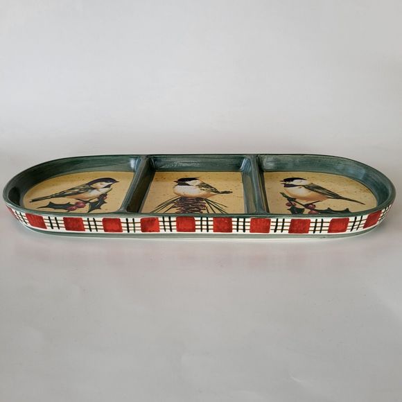 Lenox Winter Greetings Tray 3 Part Relish Dinnerware Catherine McClung Holiday - Picture 9 of 12
